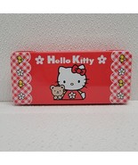 Vintage 1999 Sanrio Hello Kitty With Teddy Bear Metal Pencil Case w/ Tra... - $26.63