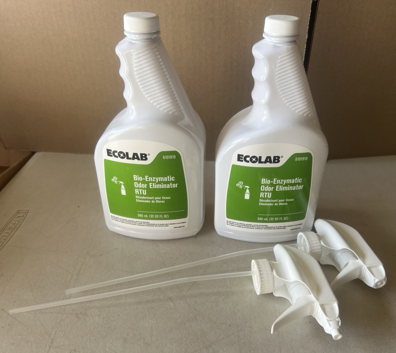 2 Bottles Ecolab 6101919 Bio-Enzymatic Odor Eliminator RTU 32 oz With Sp... - $69.29