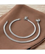 Real Silver women Excellent design snake chain Anklet Pair 10.2&quot; - $167.68