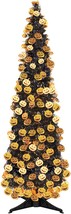 5FT Black Tinsel Pop Up Christmas Tree Collapsible Christmas Tree with 90 Lights - £29.16 GBP