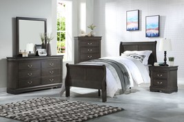 Louis Philippe King Bedroom Set - Dark Gray (4-Pc) - $16,645.44 MXN