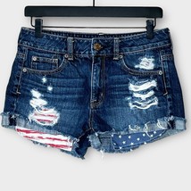 AMERICAN EAGLE distressed cutoff shorts patriotic size 4 - £19.45 GBP