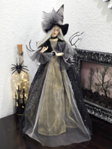 Halloween Witch Black Gold Dress Figurine Statue Tabletop Decor 17&quot; - $893.20 MXN