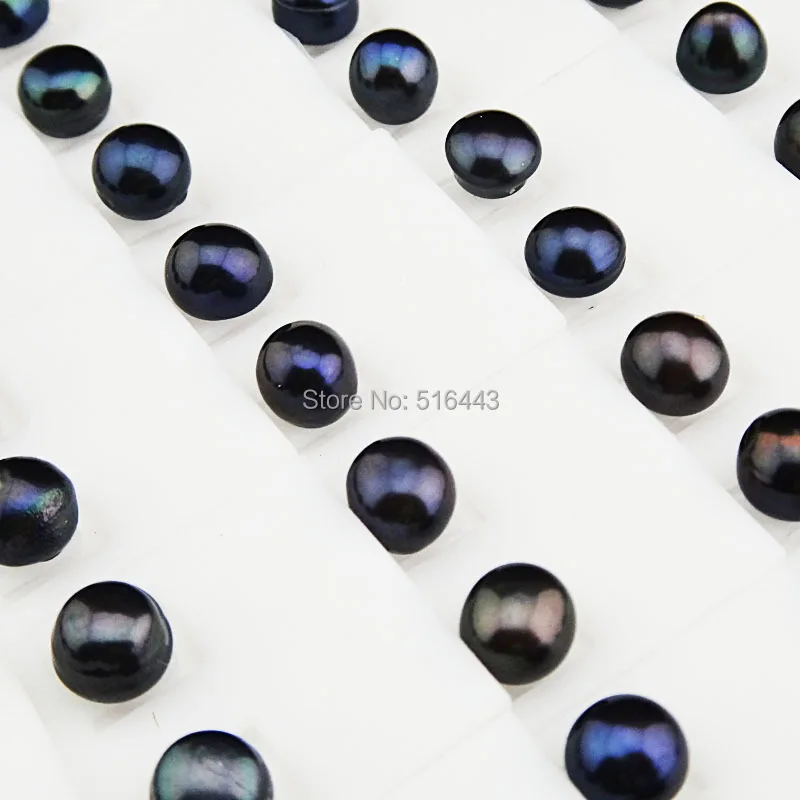 2014 New Arrival Real 50pcs 7mm Natural Freshwater Black Pearls Silver P Women - £26.32 GBP
