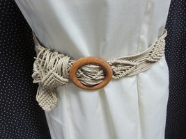 &quot;&quot;MACRAME BELT WITH WOODEN BUCKLE&quot;&quot; - DIAMOND PATTERN - $8.89