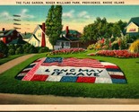 Flag Garden Roger Williams Park Providence RI Linen Postcard A4 - $2.92