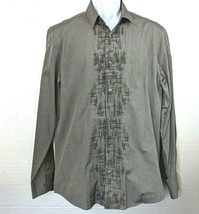 Calvin Klein Mens sz M Grey Button-up Dress Shirt Modern Fit long sleeve cotton - £14.90 GBP