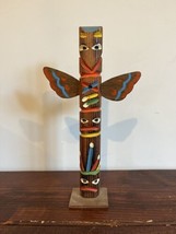 Vintage 70s Totem Pole Handcrafted Indian Native American Wood Art Decor - $29.69