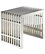 Stainless Steel Slat Grid Bench Seat End Side Table Stool Nuevo Amici Style - $222.97