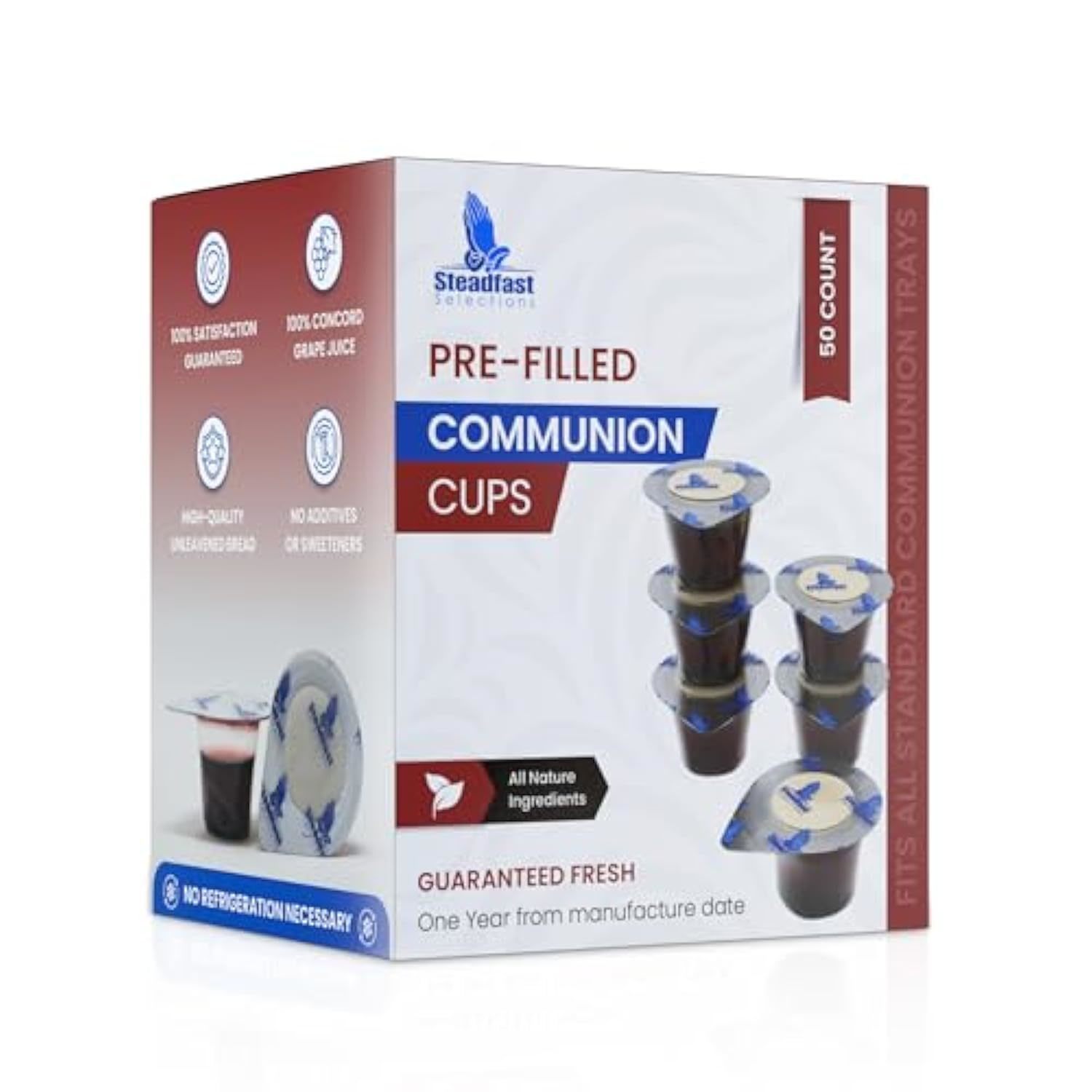 50 Ct Pre-Filled Communion Cups And Wafer Set, Comunin Cups And Bread, Prefilled