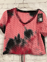 Yitong Womens L/XL Tie Dye Athletic Crop Top Pink Textured Moisture Wick... - $10.09