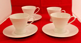Rosenthal Continental Classic Modern White 4 Coffee Tea Cups 3 Saucer Se... - $57.89