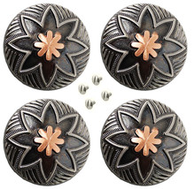 Concho Set of 4 Conchos Western Saddle Tack 1-1/4&quot; Engraved Copper Flora... - £19.12 GBP