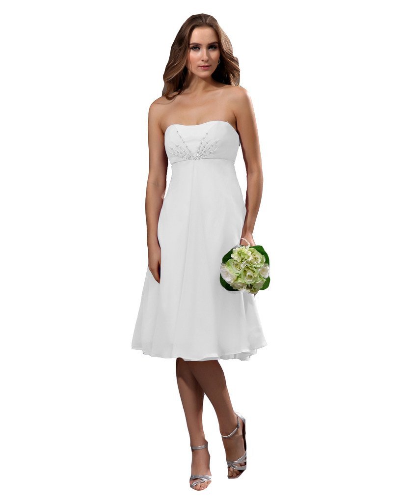 Kivary Women's Short Beaded Bridesmaid Dresses White US 18W