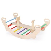 4-in-1 Multifunctional Wooden Climbing Toys with Rocker and Crawling Tun... - $110.12