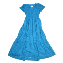 NWT Anthropologie Maeve Somerset Maxi in Blue Eyelet Edition Tiered Dress XS - £109.61 GBP