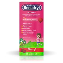 Children&#39;s Benadryl Antihistamine Allergy Liquid, Cherry, 8 fl. oz.. - £15.81 GBP