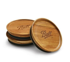 Ball Mason Jar Wood Lids 3-pc Wide Mouth Dry Food Storage Airtight Embos... - $418.15 MXN