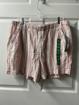 NWT Briggs Womens Size X Pink Stripe Elastic Waist w Tie Linen Shorts Po... - £14.78 GBP