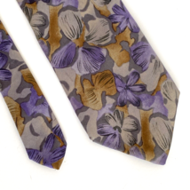 Van Heusen Classic Collection Floral Mens Purple Beige Gray Silk Necktie... - £19.63 GBP