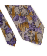 Van Heusen Classic Collection Floral Mens Purple Beige Gray Silk Necktie... - £19.61 GBP