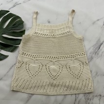 Lucky Brand Sweater Knit Top Size S Cream Crochet Sheer Open Tank Boho - £20.23 GBP