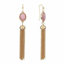Liz Claiborne Women's Pink Oval Drop Earrings Gold Tone New - $15.12