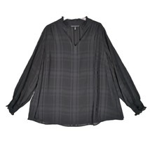 White House Black Market Women&#39;s Plus 3XL Sheer Plaid Blouse Top WHBM Pu... - £26.58 GBP