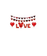 Red Black Mouse Ears Party Decorations Banners Balloons Kit Hearts Love 6pc - £7.74 GBP