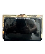 Natasha Couture Box Clutch Black and Gold Purse With Gold Chain - $370.75 MXN