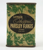 VINTAGE Antique 1940 Little&#39;s Dehydrated Chopped Parsley Chicago IL Tin Can - £39.46 GBP