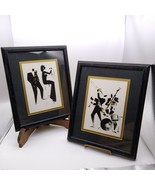 Michel Canetti Jazz Musicians Art, PAIR Framed and Double Matted Silhouette - £21.24 GBP
