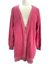 Lane Bryant Sz 22/24 Cardigan Sweater Pink Angora Blend Long Button Front - £11.69 GBP