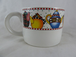 Mary Engelbreit Sakura Afternoon Cup Short mug Tea pots design - £6.20 GBP