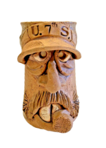 Mug Ugly Face Pottery Signed Vintage Handmade Stoneware US #7 Military JD - £33.40 GBP