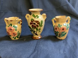 3 Vintage Miniature Hand Painted Vases Jug Italy - £11.13 GBP