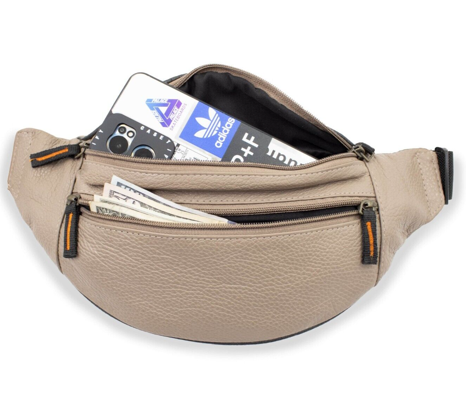 Unisex Waist Fanny Pack Travel Belt Bag Travel Pouch Leather Zippered Po... - $14.99