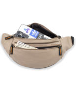 Unisex Waist Fanny Pack Travel Belt Bag Travel Pouch Leather Zippered Po... - £11.76 GBP