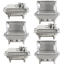 6 PACK CATERING CHAFER CHAFING DISH SETS 8 QT FULL SIZE BUFFET STAINLESS... - $266.99