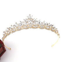 Hot Sale Simple Leaves Rose Gold Red Blue Crystal Tiaras Wedding Bride Crowns de - £15.12 GBP