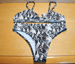 Shein Snakeski Pattern Two Piece Bikini Set Swimwear Swim High Waist Siz... - £12.13 GBP