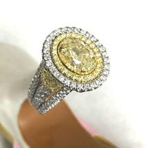 GIA Certified 3.30 Ct Oval Yellow Diamond Engagement Ring 18k White Gold - £7,786.85 GBP