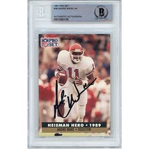 Andre Ware Houston Cougars Auto 1991 Pro Set Heisman Beckett BAS Signed On-Card - £61.87 GBP