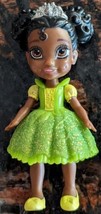 DISNEY Princess Tiana 3&quot; Poseable Doll Green Dress with Glitter - £6.95 GBP