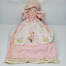 Vintage Handmade Crochet Embroidery Doll 27 Inch Head to End of Dress - £21.07 GBP