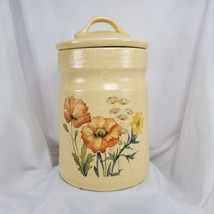 Vintage 1970&#39;s Treasure Craft Wildflower Orange Poppy Canister 9.5 Inch #901 - £19.64 GBP