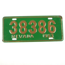 Vintage 1953 Wheaties Cereal Nevada Metal Bicycle License Plate 38386 Green - £7.85 GBP