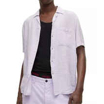 Hugo Boss Men&#39;s Short Sleeve Ellino Linen Pocket Camp Shirt Pastel Purpl... - £46.17 GBP