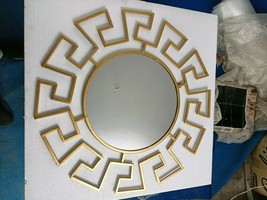 Metal Gold Louis L Shaped Vintage Antique Handmade Round Big Wall Art Mirror  - £280.66 GBP
