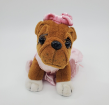 Plush Land Ballerina Puppy Bull Dog Brown w Tutu &amp; Slippers Plush 5&quot;  Toy B96 - £10.19 GBP
